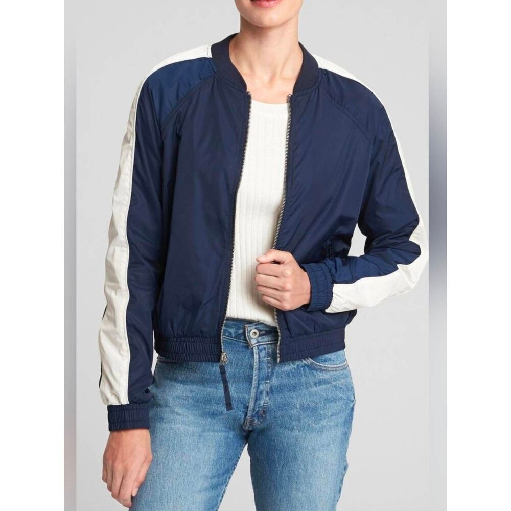 🩵NWT Gap Blue Lightweight Colorblock Bomber Jacket Large